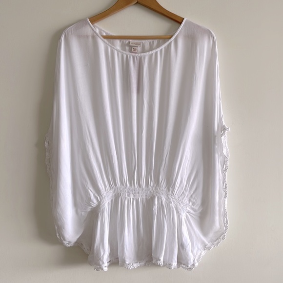 Gorgeous NWT bohemian peasant / poncho blouse, white sz M - Picture 1 of 8